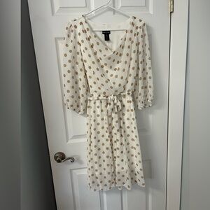 Elegant Kate and Lily Cream Polka Dot Midi Dress